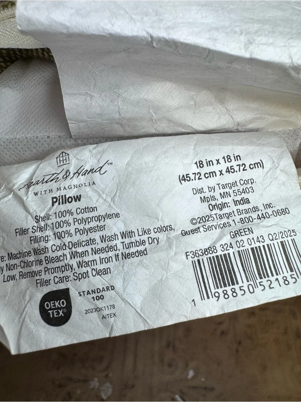 Hearth & Hand Olive and Cream Plaid Throw Pillow